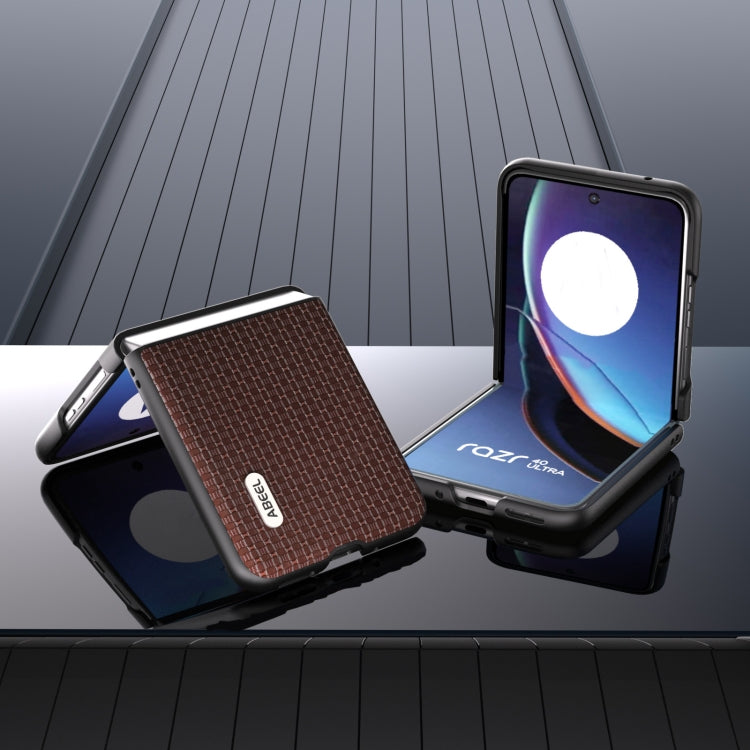 For Motorola Razr 40 Ultra Genuine Luxury ABEEL Black Edge Phone Case(Coffee) by buy2fix