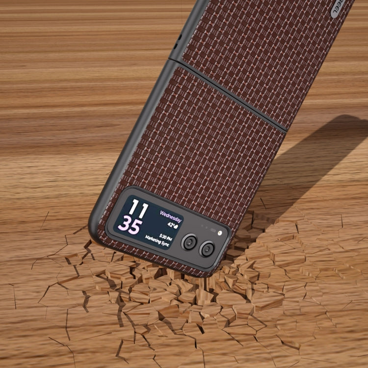 For Motorola Razr 40 Genuine Luxury ABEEL Black Edge Phone Case(Coffee) by buy2fix