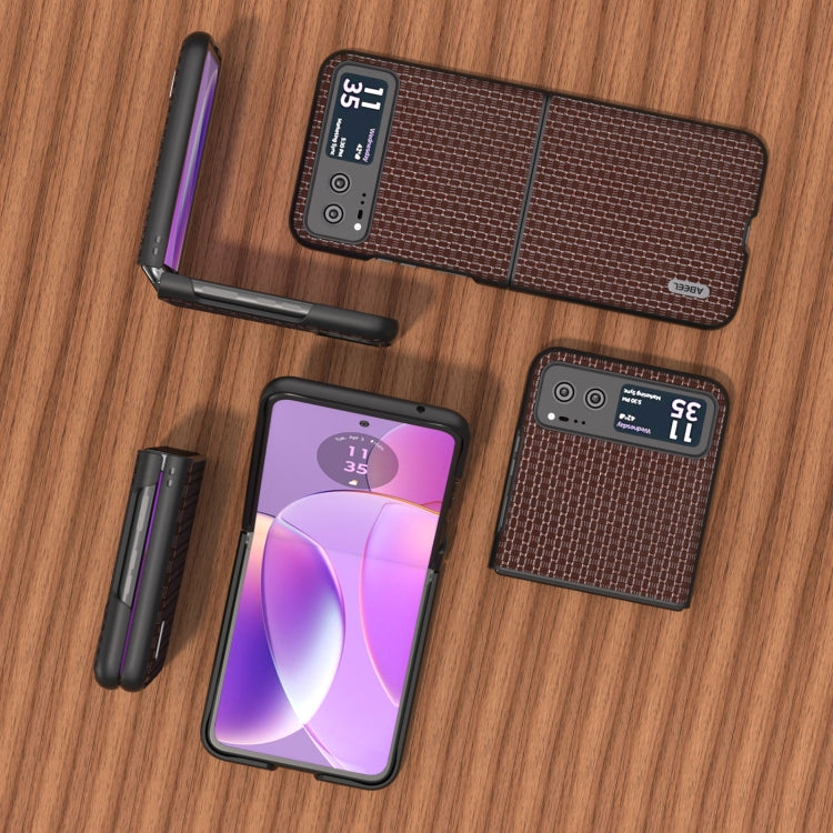 For Motorola Razr 40 Genuine Luxury ABEEL Black Edge Phone Case(Coffee) by buy2fix