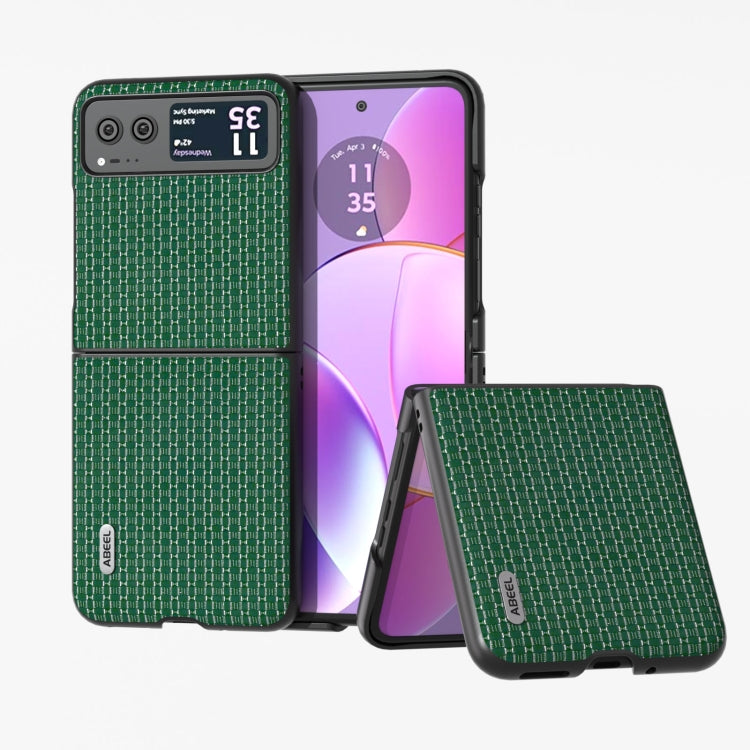 For Motorola Razr 40 Genuine Luxury ABEEL Black Edge Phone Case(Night Green) by buy2fix