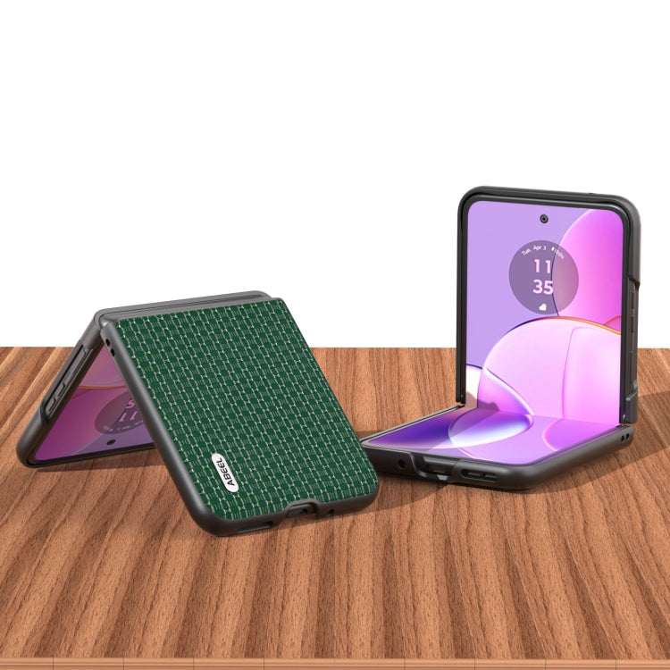 For Motorola Razr 40 Genuine Luxury ABEEL Black Edge Phone Case(Night Green) by buy2fix