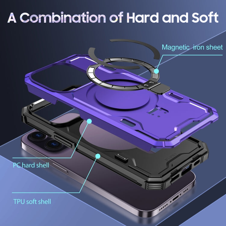 For iPhone 14 Pro Max Patronus MagSafe Magnetic Holder Phone Case(Purple) - iPhone 14 Pro Max Cases by buy2fix | Online Shopping UK | buy2fix