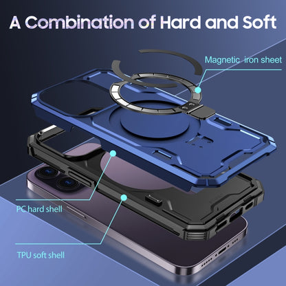 For iPhone 12 / 12 Pro Patronus MagSafe Magnetic Holder Phone Case(Navy Blue) by buy2fix