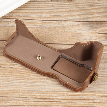 For Canon EOS R50 1/4 inch Thread PU Leather Camera Half Case Base(Coffee) by buy2fix