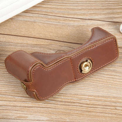 For Canon EOS R50 1/4 inch Thread PU Leather Camera Half Case Base(Coffee) by buy2fix