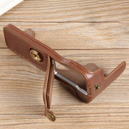 For Canon EOS R50 1/4 inch Thread PU Leather Camera Half Case Base(Coffee) by buy2fix