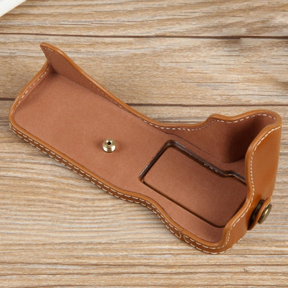 For Canon EOS R50 1/4 inch Thread PU Leather Camera Half Case Base(Brown) by buy2fix