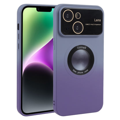 For iPhone 14 Gradient Silicone Shockproof Magsafe Phone Case with Lens Film(Grey Purple) - iPhone 14 Cases by buy2fix | Online Shopping UK | buy2fix