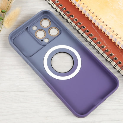 For iPhone 14 Gradient Silicone Shockproof Magsafe Phone Case with Lens Film(Grey Purple) - iPhone 14 Cases by buy2fix | Online Shopping UK | buy2fix