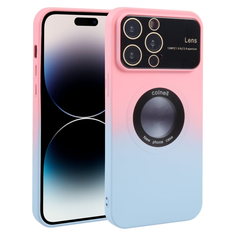 For iPhone 14 Pro Max Gradient Silicone Shockproof Magsafe Phone Case with Lens Film(Pink Blue) - iPhone 14 Pro Max Cases by buy2fix | Online Shopping UK | buy2fix