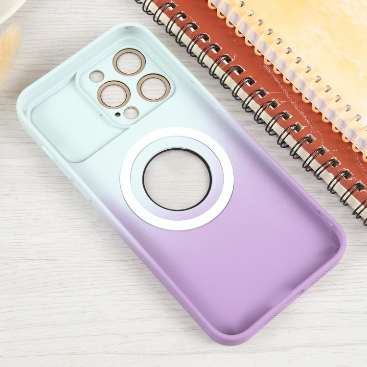 For iPhone 12 Gradient Silicone Shockproof Magsafe Phone Case with Lens Film(White Purple) - iPhone 12 / 12 Pro Cases by buy2fix | Online Shopping UK | buy2fix