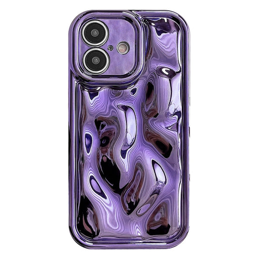 For iPhone 16 Electroplating Meteorite Texture TPU Phone Case(Purple) by buy2fix
