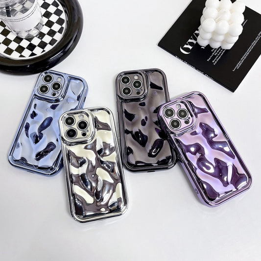 For iPhone 16 Electroplating Meteorite Texture TPU Phone Case(Silver) by buy2fix