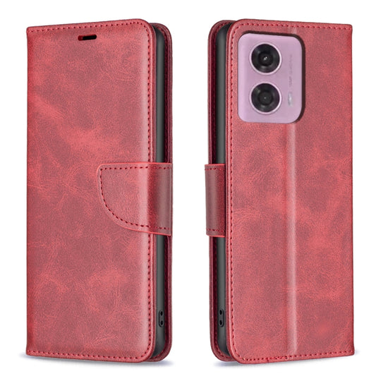 For Motorola Moto G34 5G / G45 5G Lambskin Texture Pure Color Flip Leather Phone Case(Red)