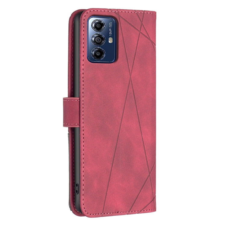 For Motorola Moto G Play 2024 Magnetic Buckle Rhombus Texture Leather Phone Case(Red) - Motorola Cases by buy2fix | Online Shopping UK | buy2fix