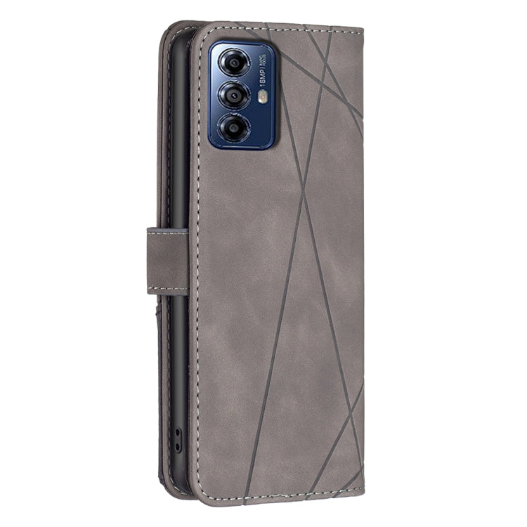 For Motorola Moto G Play 2024 Magnetic Buckle Rhombus Texture Leather Phone Case(Grey) - Motorola Cases by buy2fix | Online Shopping UK | buy2fix