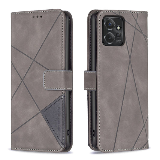 For Motorola Moto G Power 5G 2024 Magnetic Buckle Rhombus Texture Leather Phone Case(Grey) - Motorola Cases by buy2fix | Online Shopping UK | buy2fix