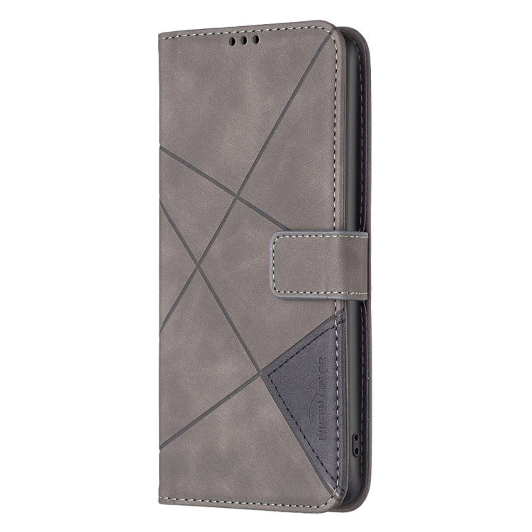 For Motorola Moto G Power 5G 2024 Magnetic Buckle Rhombus Texture Leather Phone Case(Grey) - Motorola Cases by buy2fix | Online Shopping UK | buy2fix