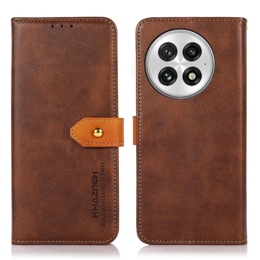 For OnePlus 13 KHAZNEH Dual-color Cowhide Texture Flip Leather Phone Case(Brown) by buy2fix
