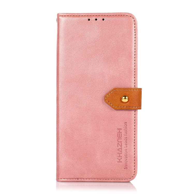 For OnePlus 13 KHAZNEH Dual-color Cowhide Texture Flip Leather Phone Case(Rose Gold) by buy2fix