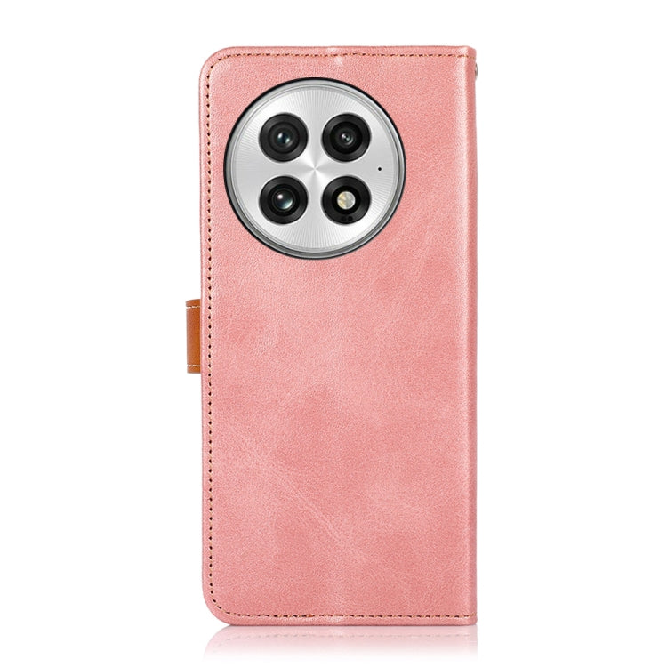 For OnePlus 13 KHAZNEH Dual-color Cowhide Texture Flip Leather Phone Case(Rose Gold) by buy2fix