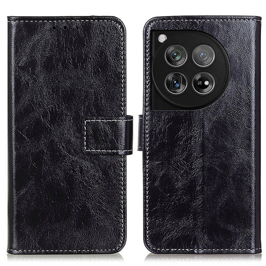 For OnePlus 12 Retro Crazy Horse Texture Leather Phone Case(Black) - OnePlus Cases by buy2fix | Online Shopping UK | buy2fix