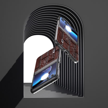 For Motorola Razr 40 Ultra ABEEL Genuine Leather Mahjong Pattern Black Edge Phone Case(Brown) by buy2fix