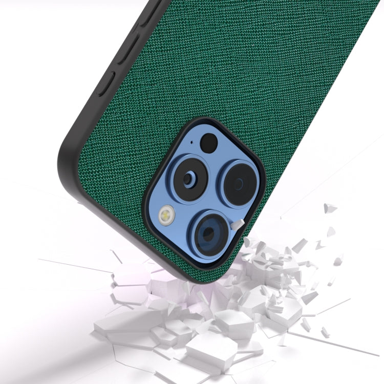 For iPhone 16 Pro ABEEL Cross Texture Genuine Leather Phone Case(Green) - iPhone 16 Pro Cases by buy2fix | Online Shopping UK | buy2fix