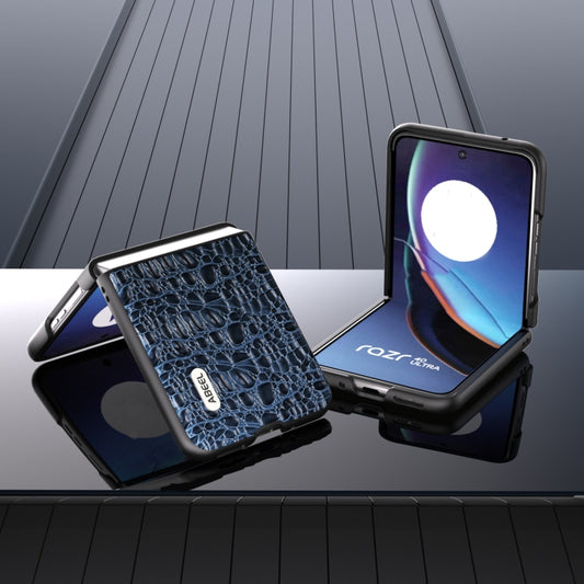 For Motorola Razr 40 Ultra ABEEL Genuine Leather Canopy Black Edge Phone Case(Blue) by buy2fix