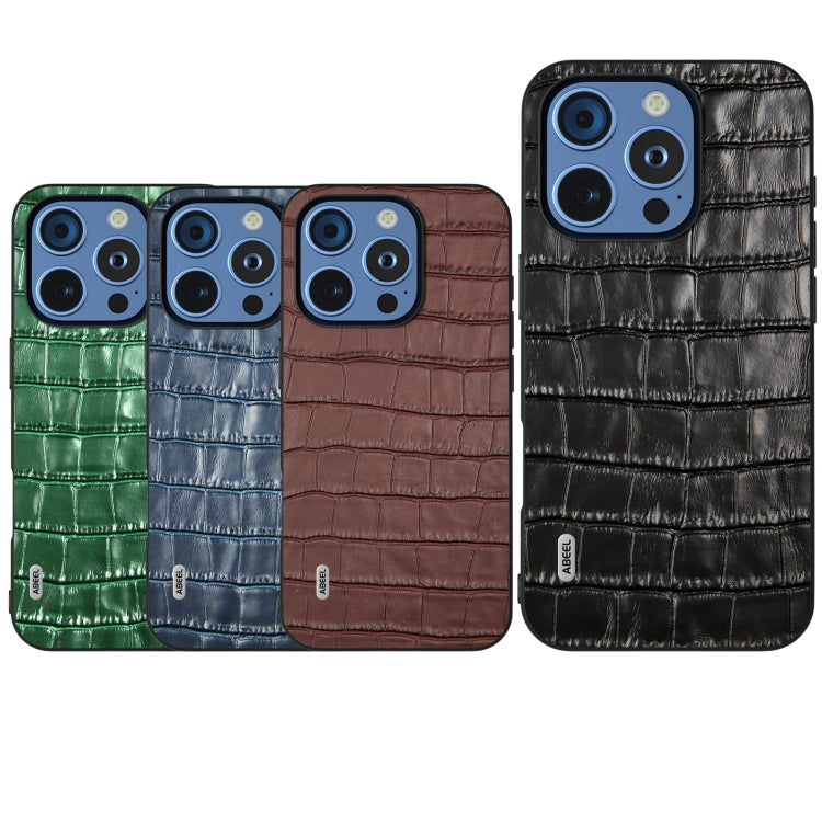 For iPhone 16 Pro ABEEL Crocodile Texture Genuine Leather Phone Case(Black) - iPhone 16 Pro Cases by buy2fix | Online Shopping UK | buy2fix