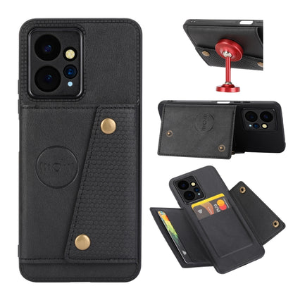 For Xiaomi Redmi Note 12 4G Global Double Buckle Card Slots Magnetic Phone Case(Black) - Xiaomi Cases by buy2fix | Online Shopping UK | buy2fix