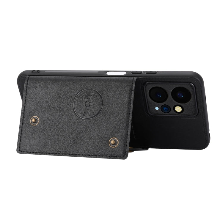 For Xiaomi Redmi Note 12 4G Global Double Buckle Card Slots Magnetic Phone Case(Black) - Xiaomi Cases by buy2fix | Online Shopping UK | buy2fix