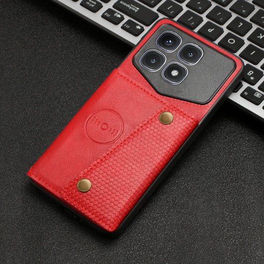 For Xiaomi Redmi K70 Ultra Double Buckle Card Slots Magnetic Phone Case(Red) by buy2fix