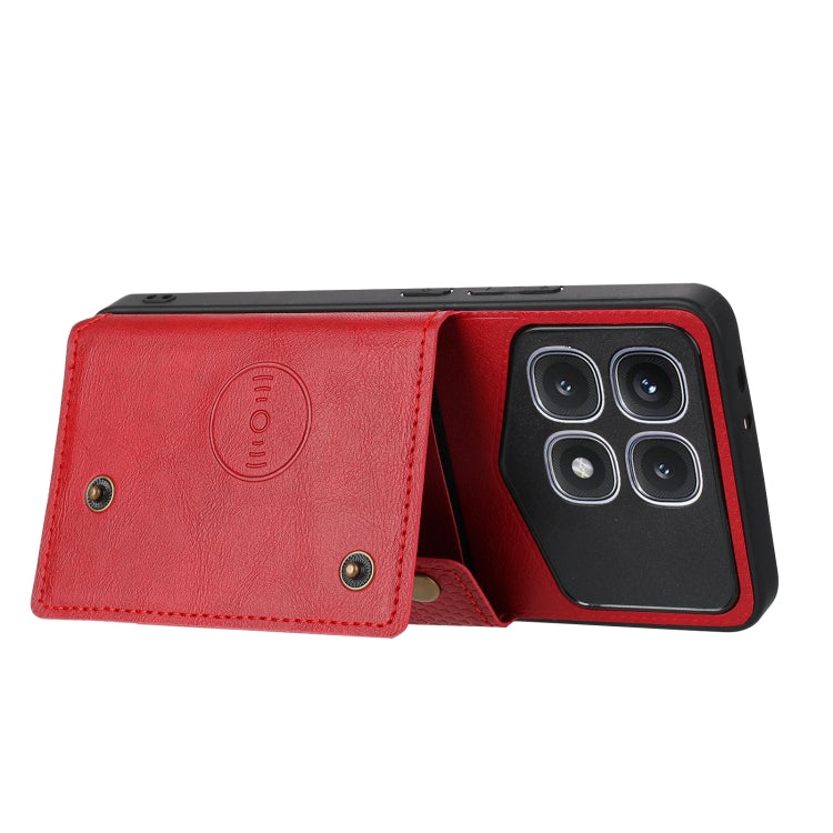 For Xiaomi Redmi K70 Ultra Double Buckle Card Slots Magnetic Phone Case(Red) - Xiaomi Cases by buy2fix | Online Shopping UK | buy2fix