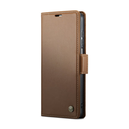 For Motorola Moto G Stylus 5G 2023 CaseMe 023 Butterfly Buckle Litchi Texture RFID Anti-theft Leather Phone Case(Brown) by CaseMe