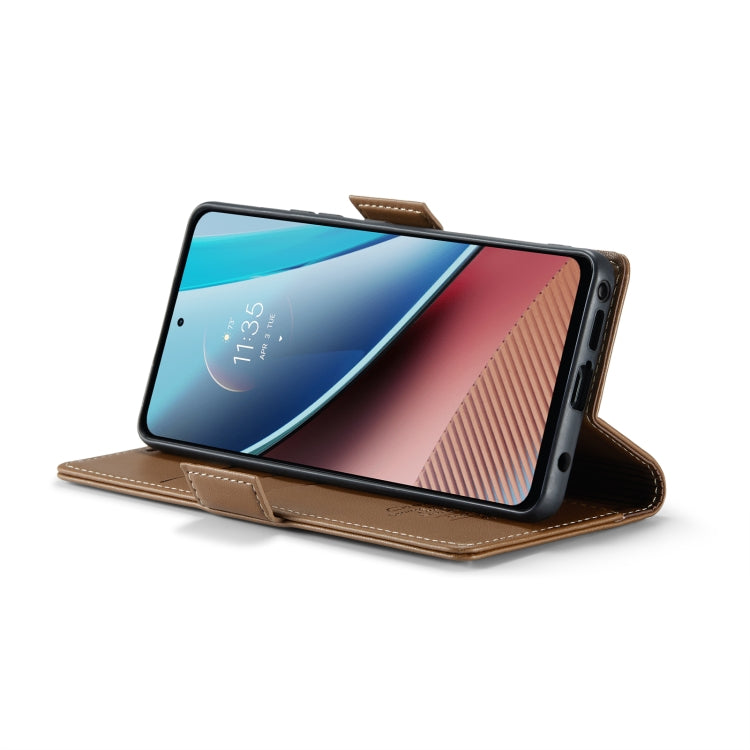 For Motorola Moto G Stylus 5G 2023 CaseMe 023 Butterfly Buckle Litchi Texture RFID Anti-theft Leather Phone Case(Brown) by CaseMe