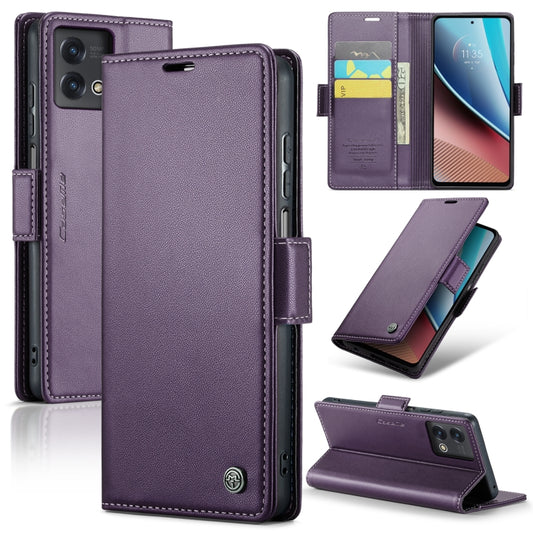 For Motorola Moto G Stylus 5G 2023 CaseMe 023 Butterfly Buckle Litchi Texture RFID Anti-theft Leather Phone Case(Pearly Purple) by CaseMe
