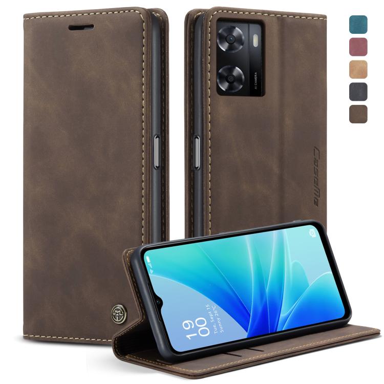 For OPPO A57 4G Global/A57S 4G Global/A77 4G Global CaseMe 013 Multifunctional Horizontal Flip Leather Phone Case(Coffee) by CaseMe