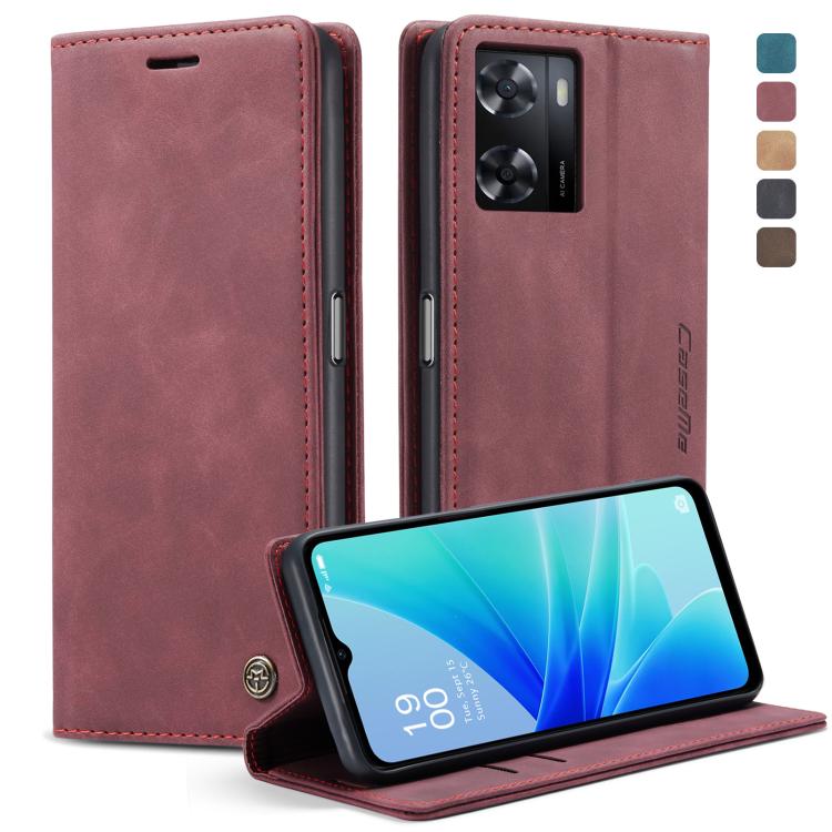 For OPPO A57 4G Global/A57S 4G Global/A77 4G Global CaseMe 013 Multifunctional Horizontal Flip Leather Phone Case(Wine Red) by CaseMe