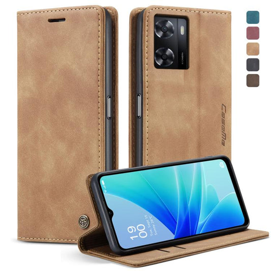For OPPO A57 4G Global/A57S 4G Global/A77 4G Global CaseMe 013 Multifunctional Horizontal Flip Leather Phone Case(Brown) by CaseMe