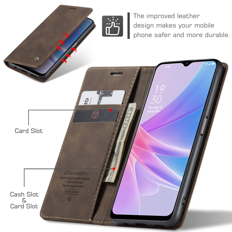 For OPPO A78 5G Global / A1X 5G CaseMe 013 Multifunctional Horizontal Flip Leather Phone Case(Coffee) by CaseMe
