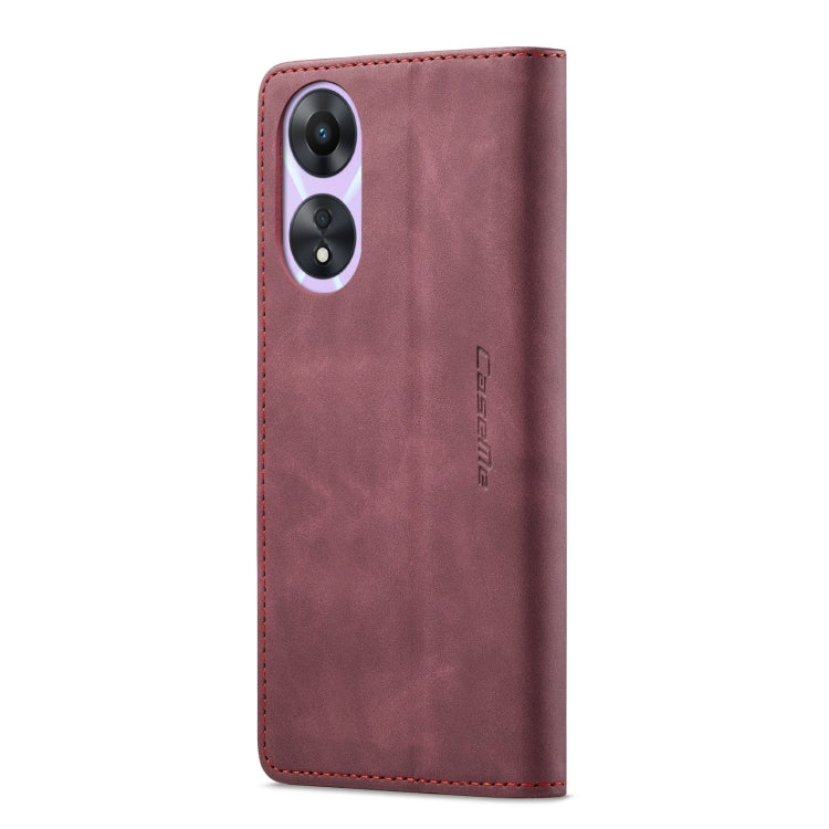 For OPPO A78 5G Global / A1X 5G CaseMe 013 Multifunctional Horizontal Flip Leather Phone Case(Wine Red) by CaseMe