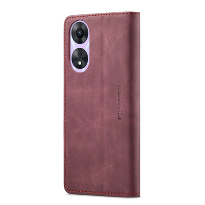 For OPPO A78 5G Global / A1X 5G CaseMe 013 Multifunctional Horizontal Flip Leather Phone Case(Wine Red) by CaseMe