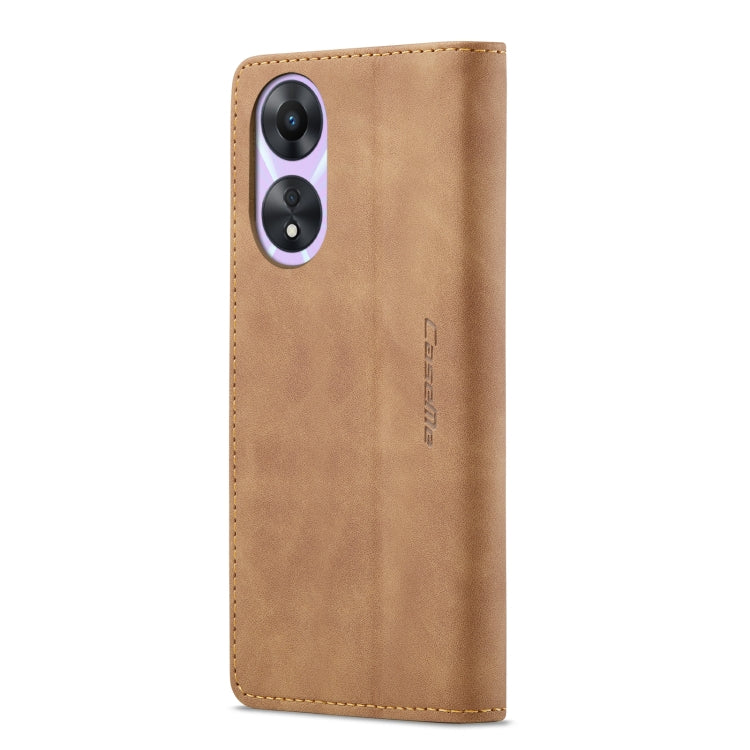 For OPPO A78 5G Global / A1X 5G CaseMe 013 Multifunctional Horizontal Flip Leather Phone Case(Brown) by CaseMe