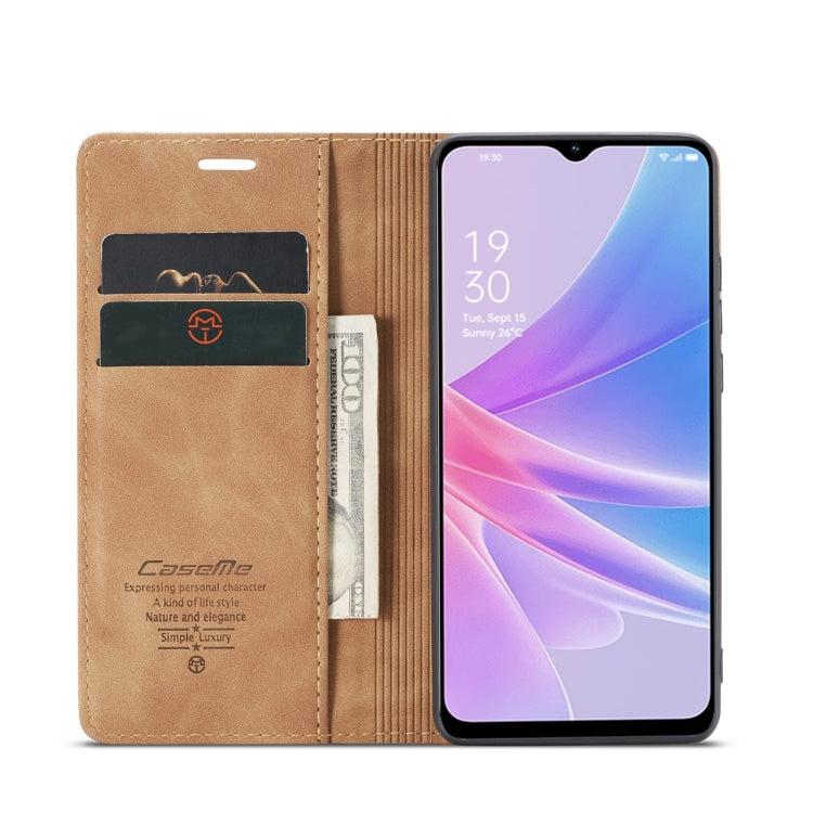 For OPPO A78 5G Global / A1X 5G CaseMe 013 Multifunctional Horizontal Flip Leather Phone Case(Brown) by CaseMe