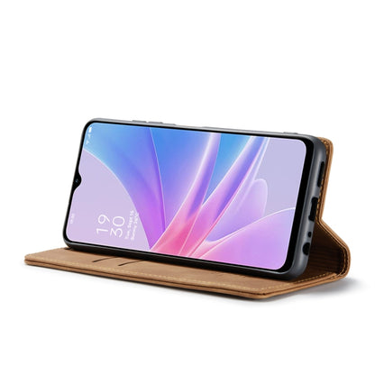 For OPPO A78 5G Global / A1X 5G CaseMe 013 Multifunctional Horizontal Flip Leather Phone Case(Brown) by CaseMe