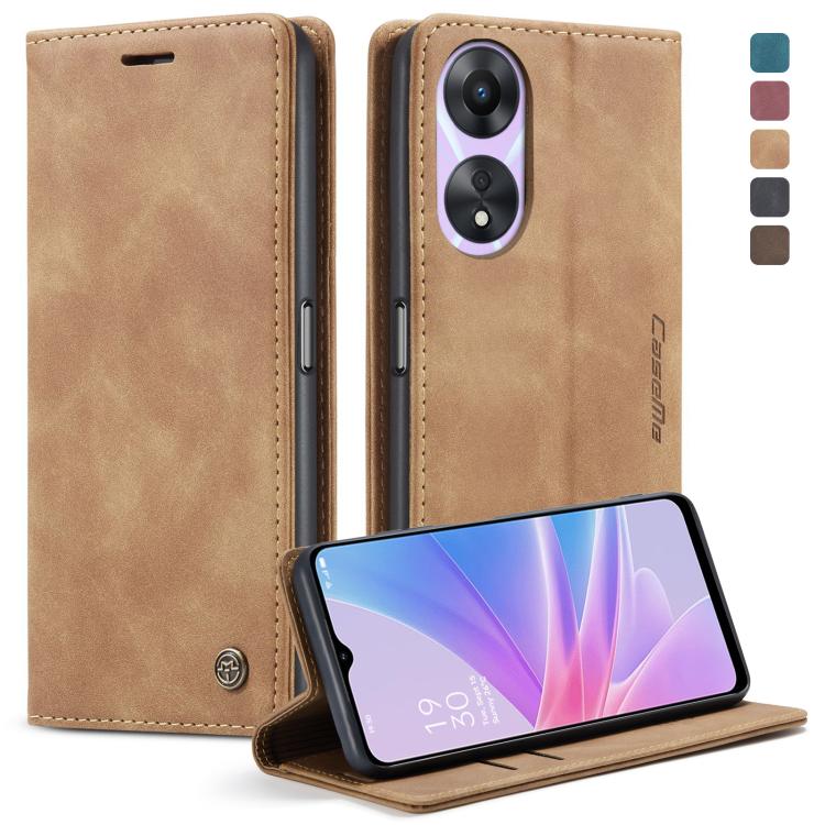 For OPPO A78 5G Global / A1X 5G CaseMe 013 Multifunctional Horizontal Flip Leather Phone Case(Brown) by CaseMe