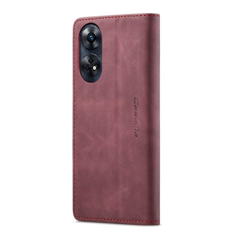 For OPPO Reno8 T 4G CaseMe 013 Multifunctional Horizontal Flip Leather Phone Case(Wine Red) by CaseMe