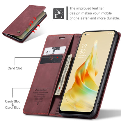 For OPPO Reno8 T 4G CaseMe 013 Multifunctional Horizontal Flip Leather Phone Case(Wine Red) by CaseMe