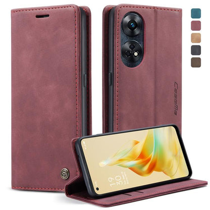 For OPPO Reno8 T 4G CaseMe 013 Multifunctional Horizontal Flip Leather Phone Case(Wine Red) by CaseMe